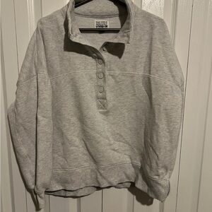 American Eagle Outfitters Light Gray Henley Turtleneck Pullover